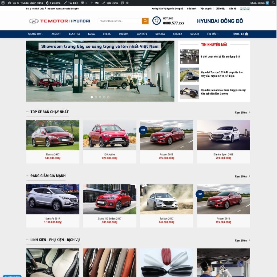 Themes WordPress mẫu website bán xe huyndai, xe tải hyundai, tin tức xe tải, web bán xe ô tô 2