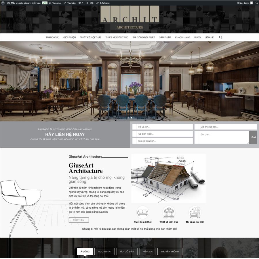 Mẫu wordpress themes kiến trúc, công ty kiến trúc, thiết kế kiến trúc 2