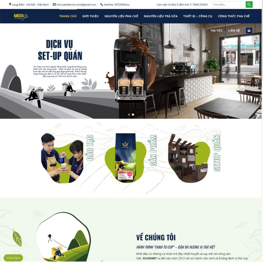 Themes wordpress mẫu website trà sữa, nguyên liệu, giới thiệu sản phẩm 2