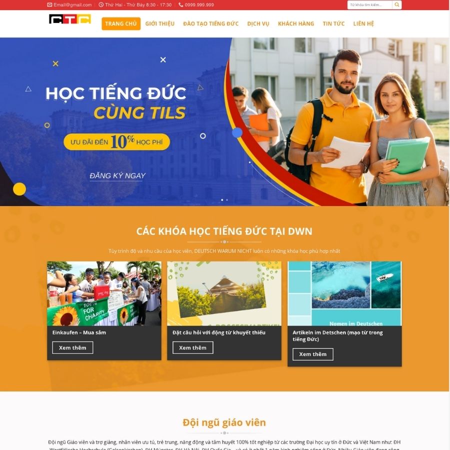 Themes WordPress mẫu website học tiếng anh, khoá học tiếng anh, giới thiệu khoá học đức