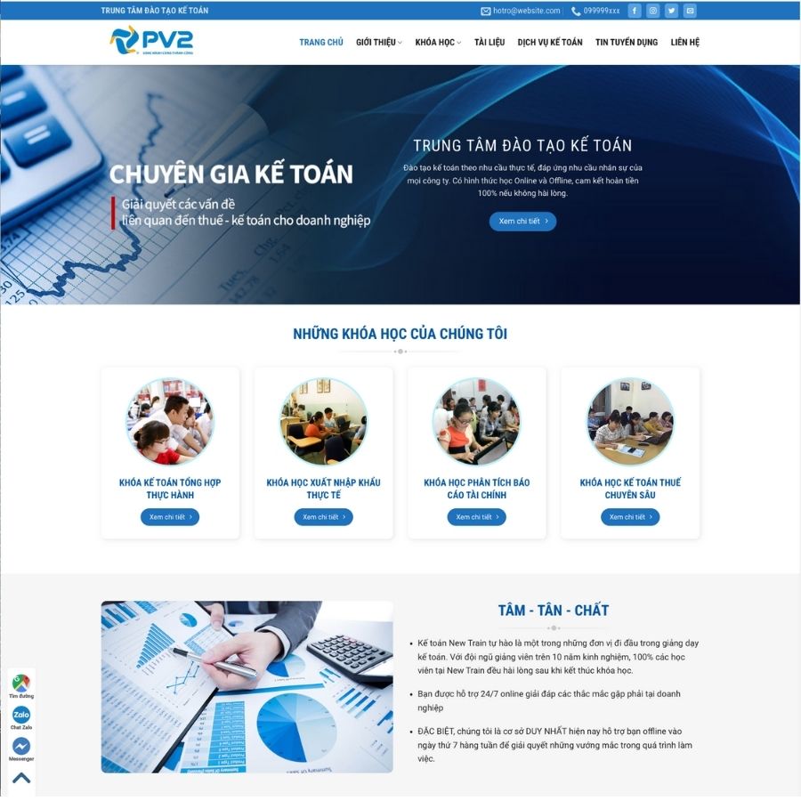 Themes WordPress mẫu website khoá học kế toán, tư vấn dịch vụ kế toán, web tài liệu kế toán