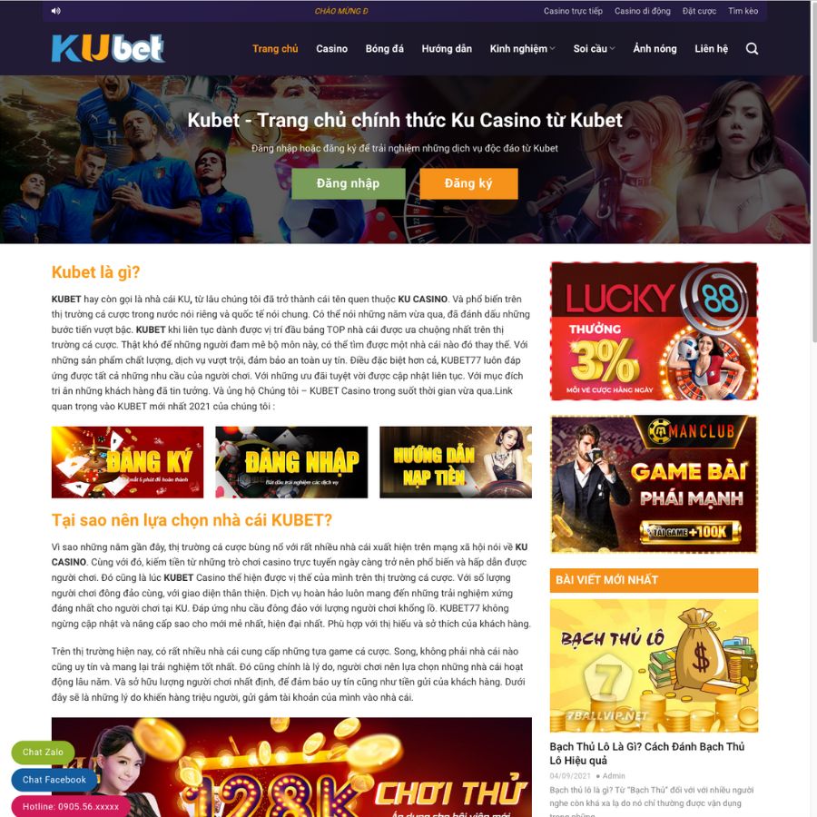 Themes wordpress mẫu website casio, web giới thiệu casino game bài, kubet