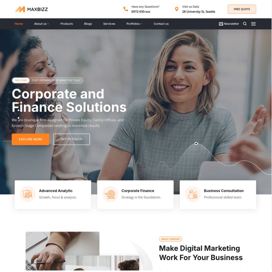 Themes wordpress mẫu website giới thiệu công ty 4, mẫu website công ty giới thiệu