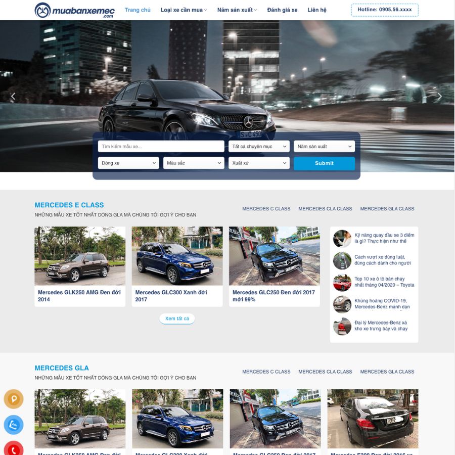 Themes wordpress mẫu website mua bán xe mec, tin tức xe méc , bán xe ô tô