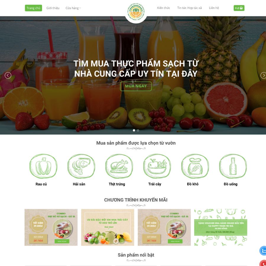 Themes wordpress mẫu website nông sản, siêu thị rau củ quả cực đẹp 3