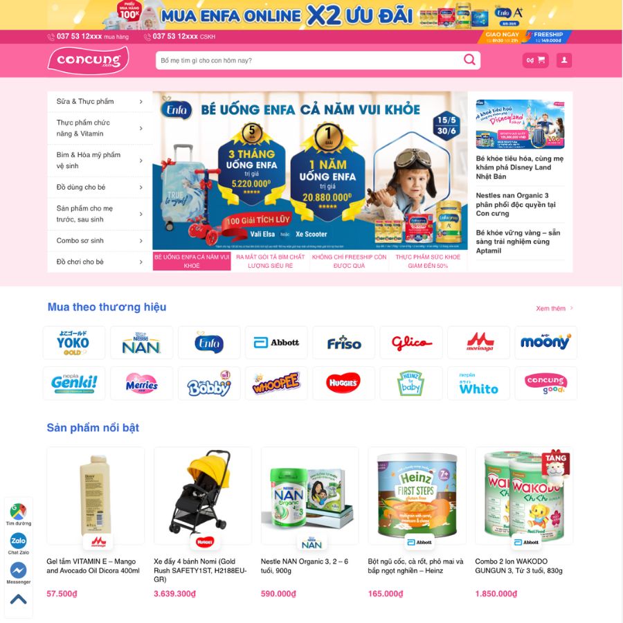 Themes wordpress mẫu website con cưng, shop mẹ và bé, shop bán sữa, bỉm 2