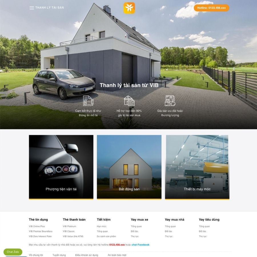 Themes wordpress mẫu website thanh lý tài sản ngân hàng, thanh lý tài sản vib 5