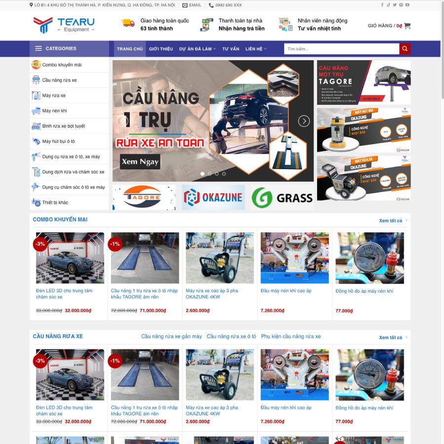 Themes wordpress mẫu website cẩu nâng, bán hàng thiết bị điện máy, cẩu nâng