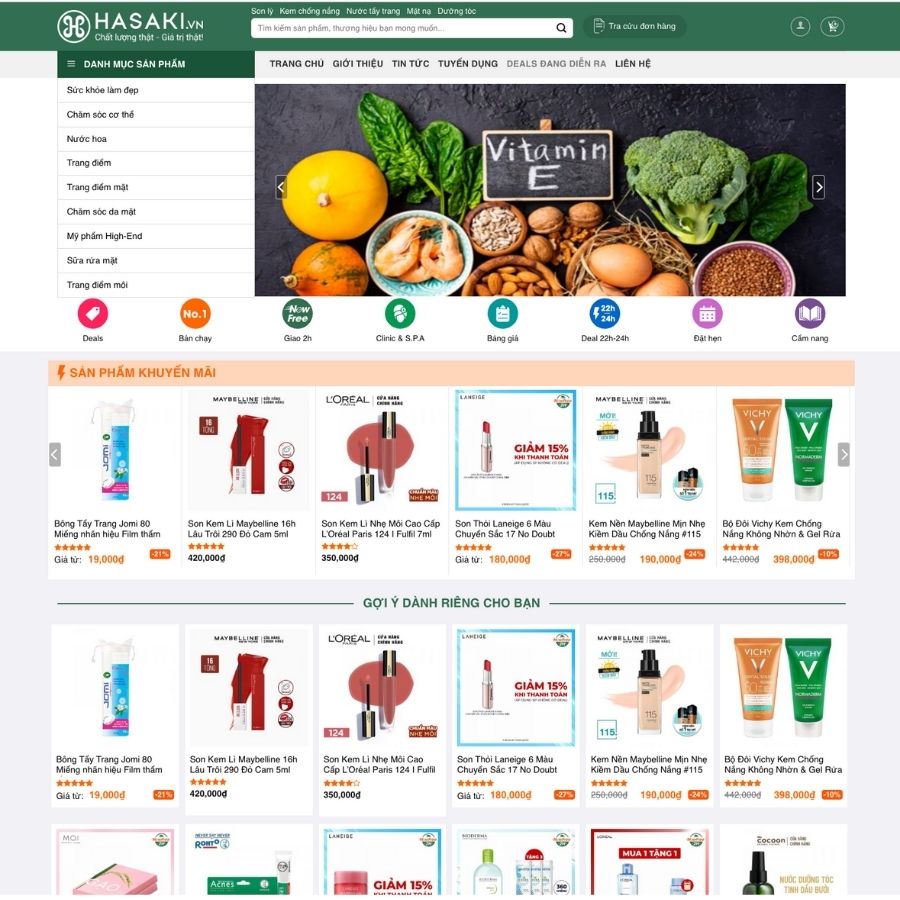 Themes WordPress mẫu website bán hàng online, shop mỹ phẩm, Hasaki.vn