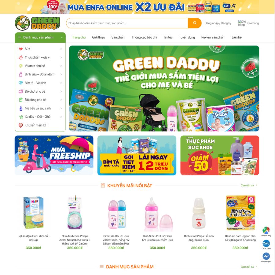 Themes wordpress mẫu website con cưng, shop mẹ và bé, shop bán sữa, bỉm 3