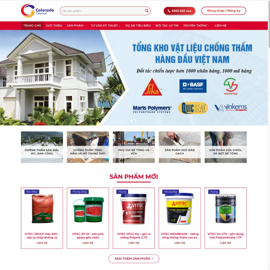 Themes wordpress mẫu website bán sơn, giới thiệu sơn chống thấm