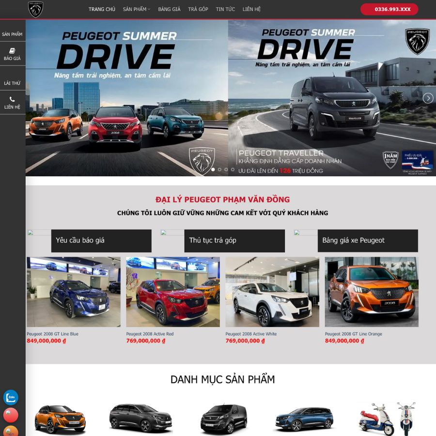 Themes wordpress mẫu website bán xe ô tô, giới thiệu ô tô, gara , ô tô peugot