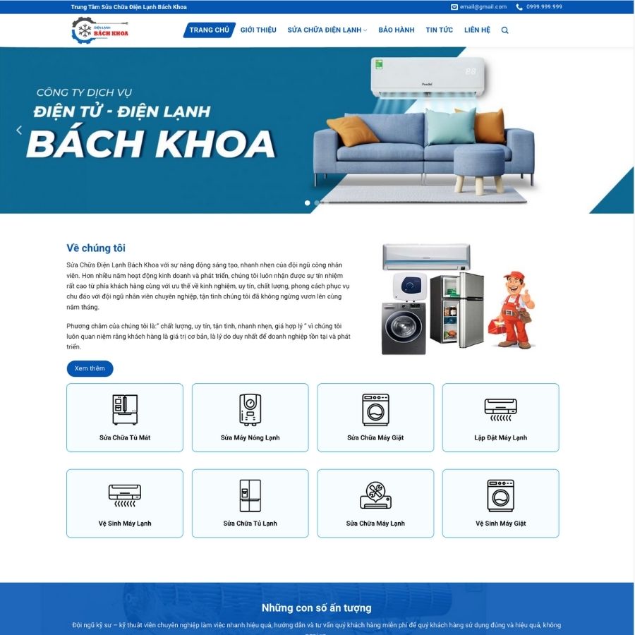 Themes WordPress mẫu website điện tử bách khoa, mẫu website điện lạnh, bán máy lạnh, tủ lạnh , máy giặt