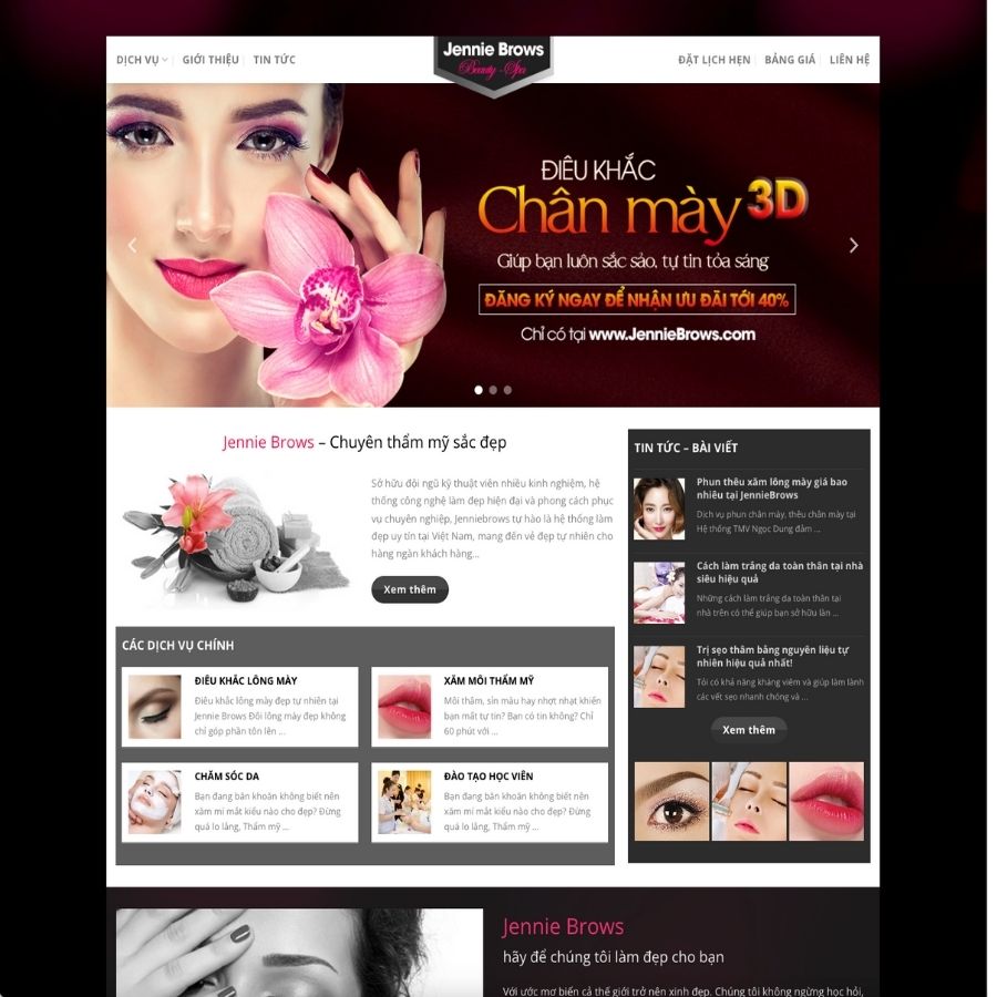 Themes WordPress mẫu website phun xăm thẩm mỹ, website chuyên phun xăm thẩm mỹ đẹp