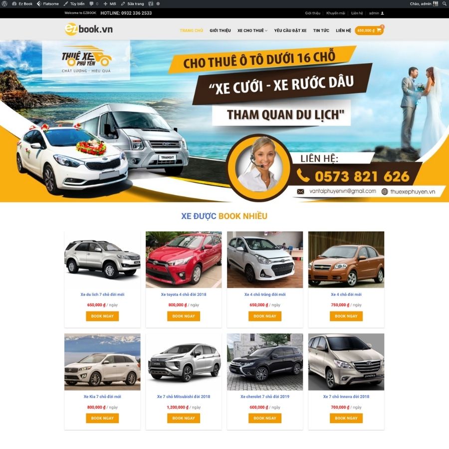 Themes WordPress mẫu website thuê xe ô tô , thuê xe du lịch, thuê xe đám cưới, web thuê xe