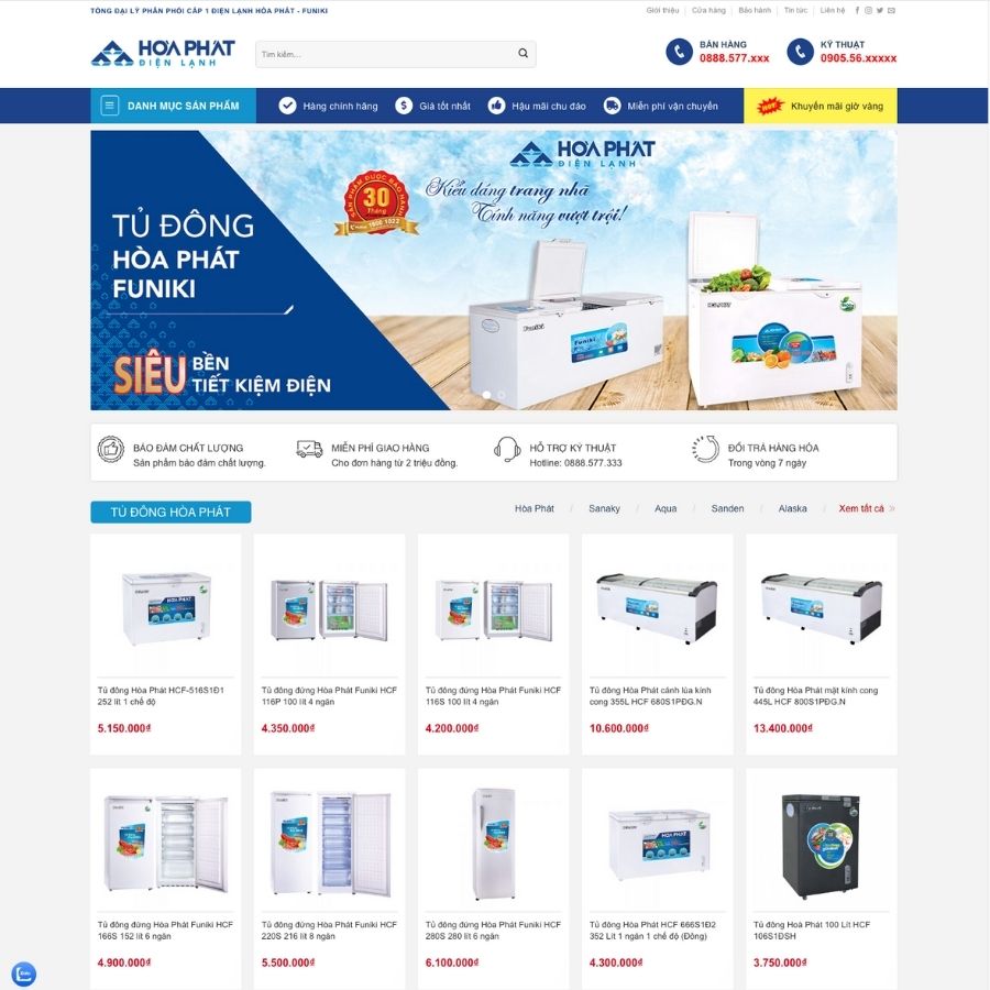 Themes WordPress mẫu website điện lạnh hoà phát, website bán máy lạnh, đồ điện tử 3