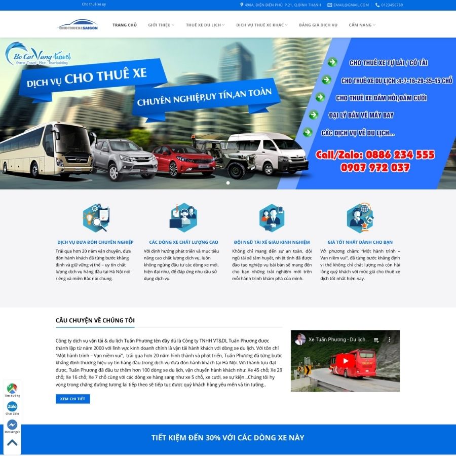 Themes WordPress mẫu website thuê xe ô tô , thuê xe du lịch, thuê xe đám cưới, web thuê ô tô 3