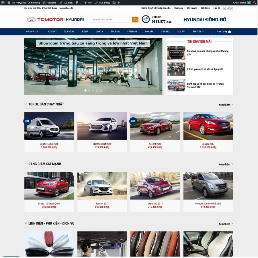 Themes WordPress mẫu website bán xe huyndai, xe tải hyundai, tin tức xe tải, web bán xe ô tô 3