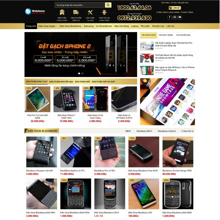 Themes WordPress mẫu website điện thoại, bán thiết bị điện máy, đồ công nghệ, shop điện thoại