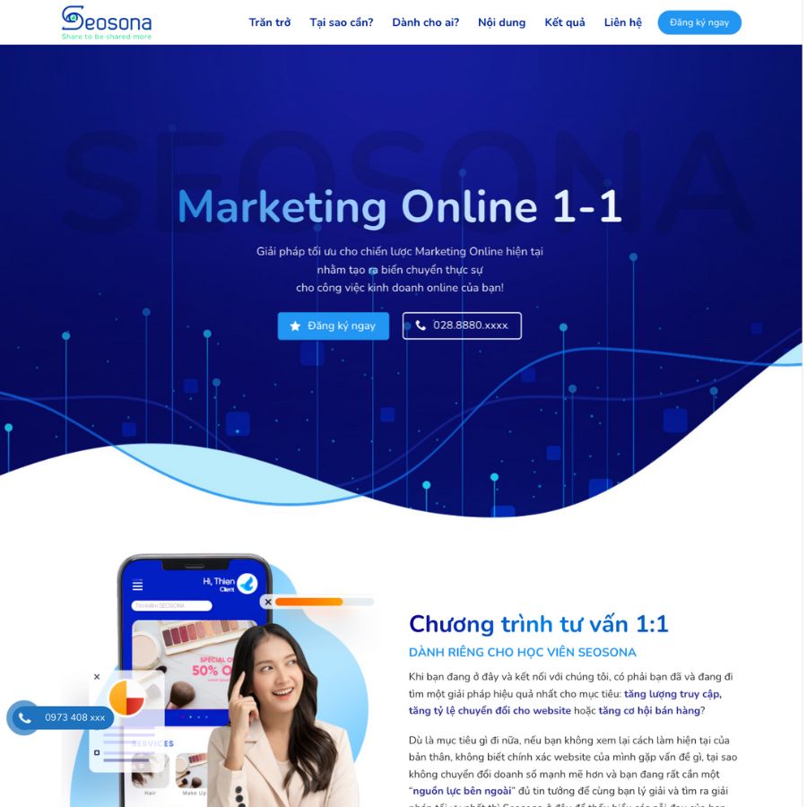 Themes wordpress mẫu website landingpgae công ty seo, marketing, khoá học