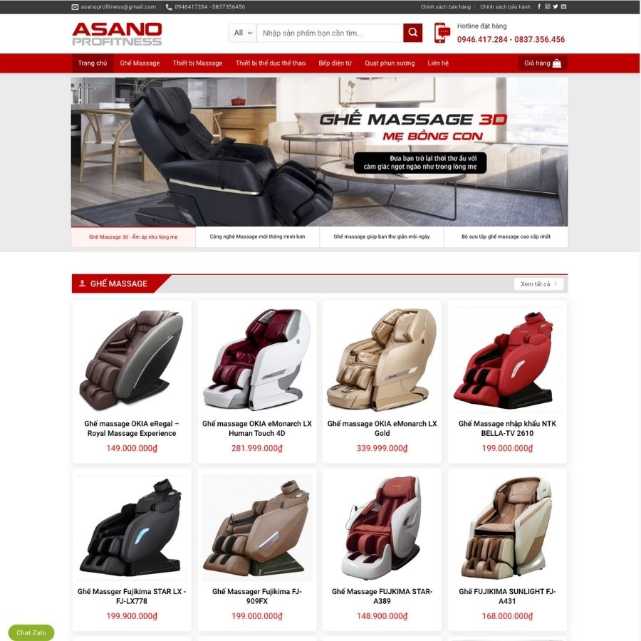 Themes WordPress mẫu website bán máy massages , ghế massage, thiết bị sức khoẻ, máy thể dục