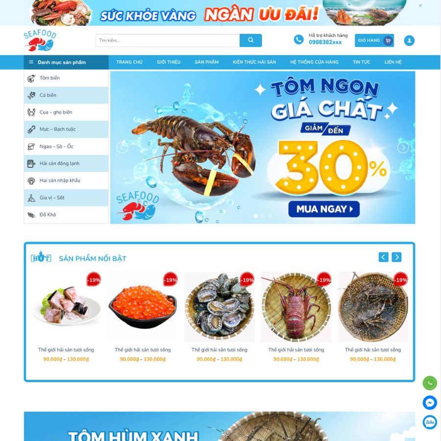 Themes wordpress mẫu website hải sản, bán hàng hải sản, giới thiệu đồ hải sản