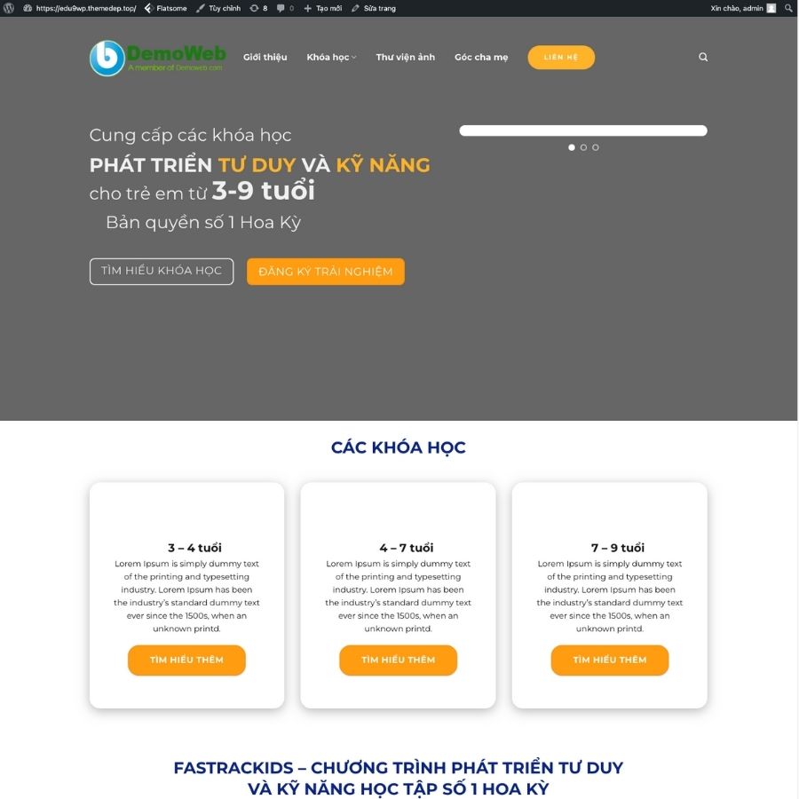 Themes WordPress mẫu website landingpage học tập, mẫu giáo dục, khoá học 1 2 3 tuổi 9