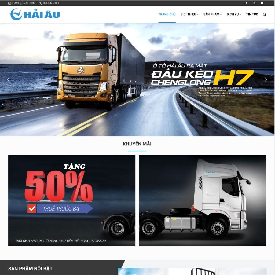 Themes WordPress mẫu website bán xe tải, mẫu website bán xe ô tô tải hyundai 2