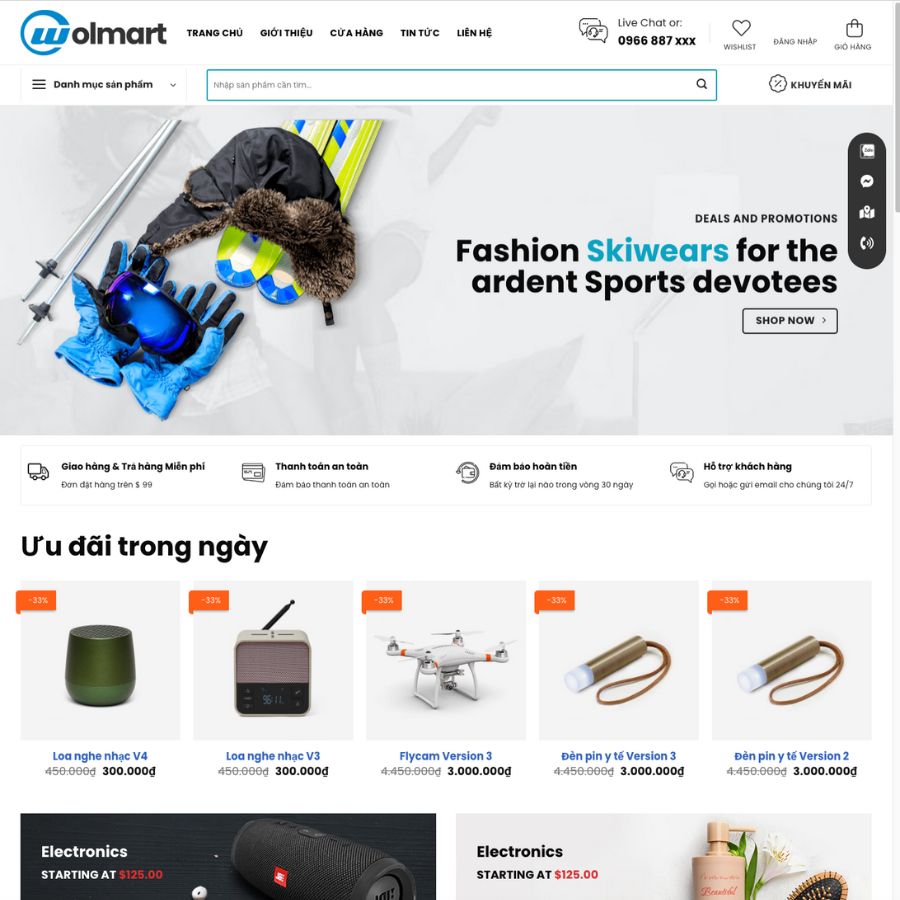 Themes wordpress mẫu website bán hàng công nghệ, thiết bị âm anh, điện máy