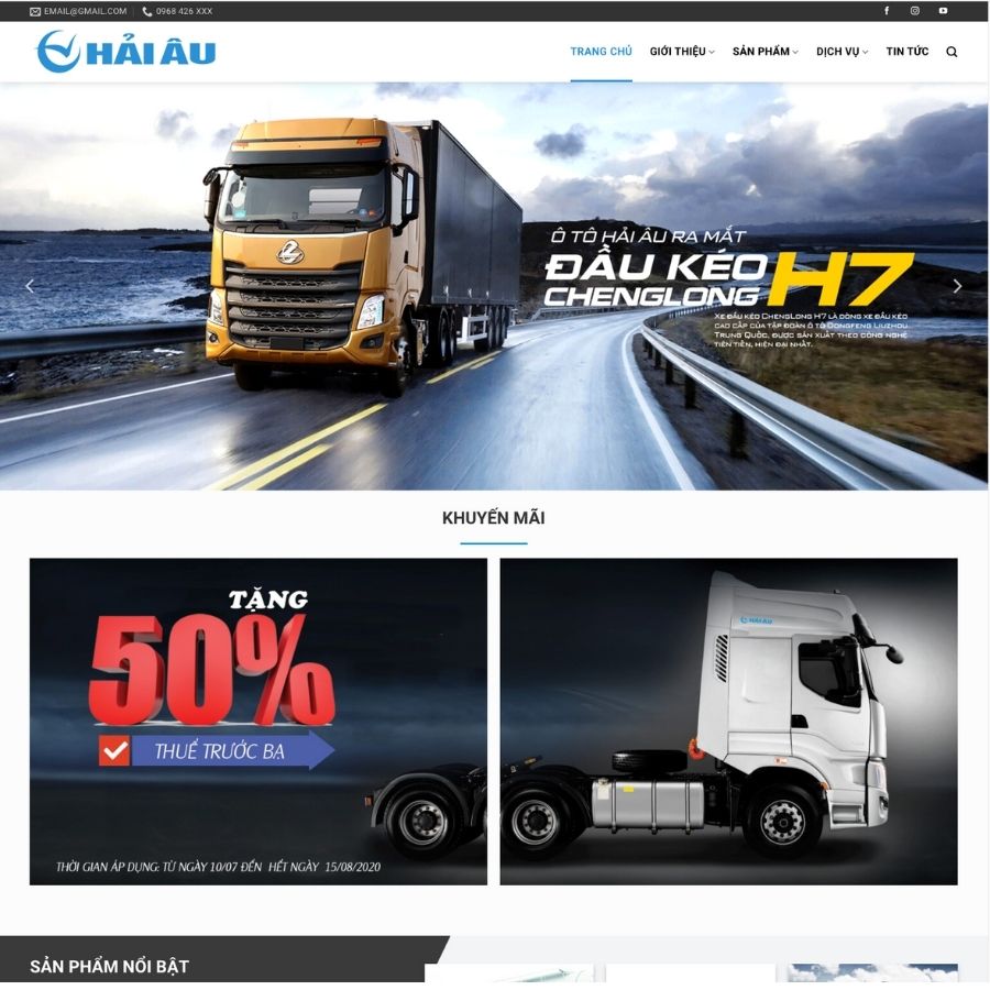 Themes WordPress mẫu website bán xe tải, mẫu website bán xe ô tô tải hyundai 3