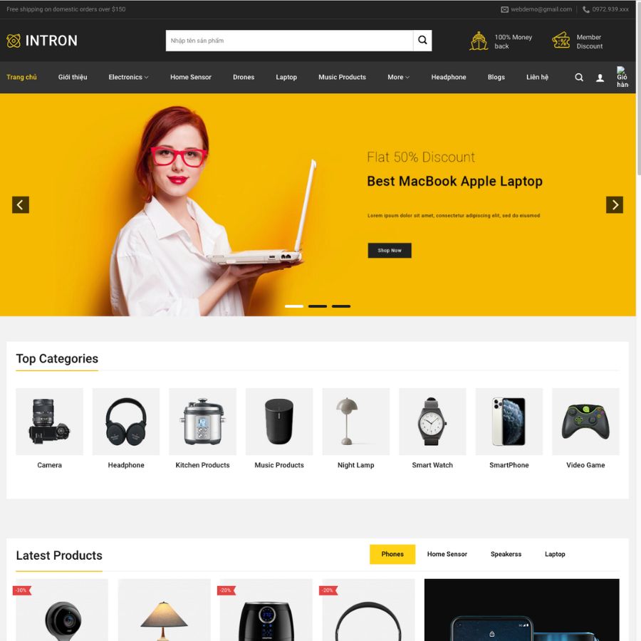 Themes wordpress mẫu website bán hàng công nghệ, thiết bị âm anh, điện máy 2