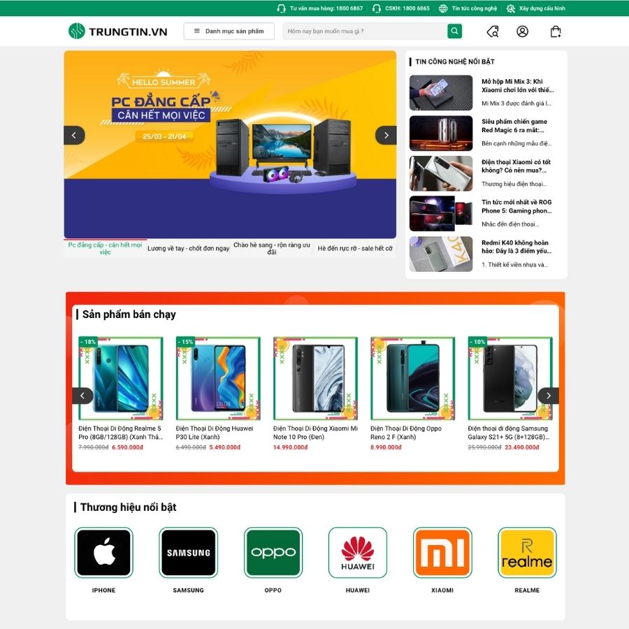Themes WordPress mẫu website bán điện thoại, laptop, các thiết bị công nghệ, trungtin.vn 5