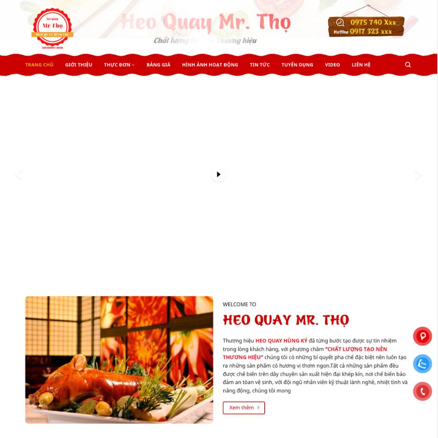 Themes wordpress mẫu website heo quay, bán thực phẩm, đồ ăn, food cực đẹp