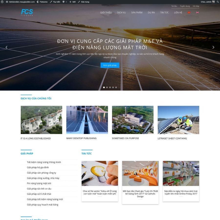 Themes WordPress mẫu website năng lượng mặt trời, thiết bị năng lượng tiết kiệm