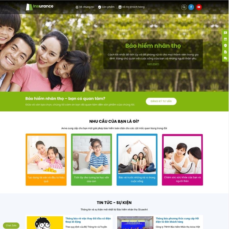 Themes WordPress mẫu website bảo hiểm nhân thọ, website bán bảo hiểm, giới thiệu bảo hiểm