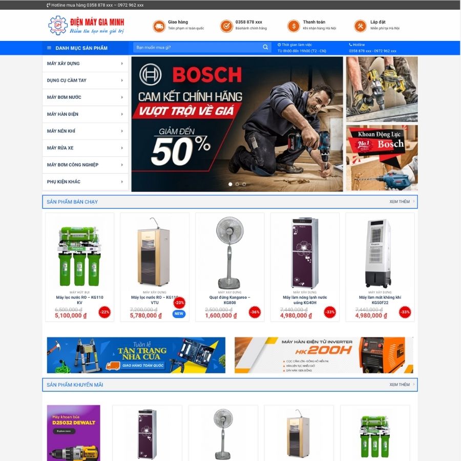 Themes WordPress mẫu website bán máy điện máy, thiết bị gia dụng, quạt điện, máy lọc nước 6