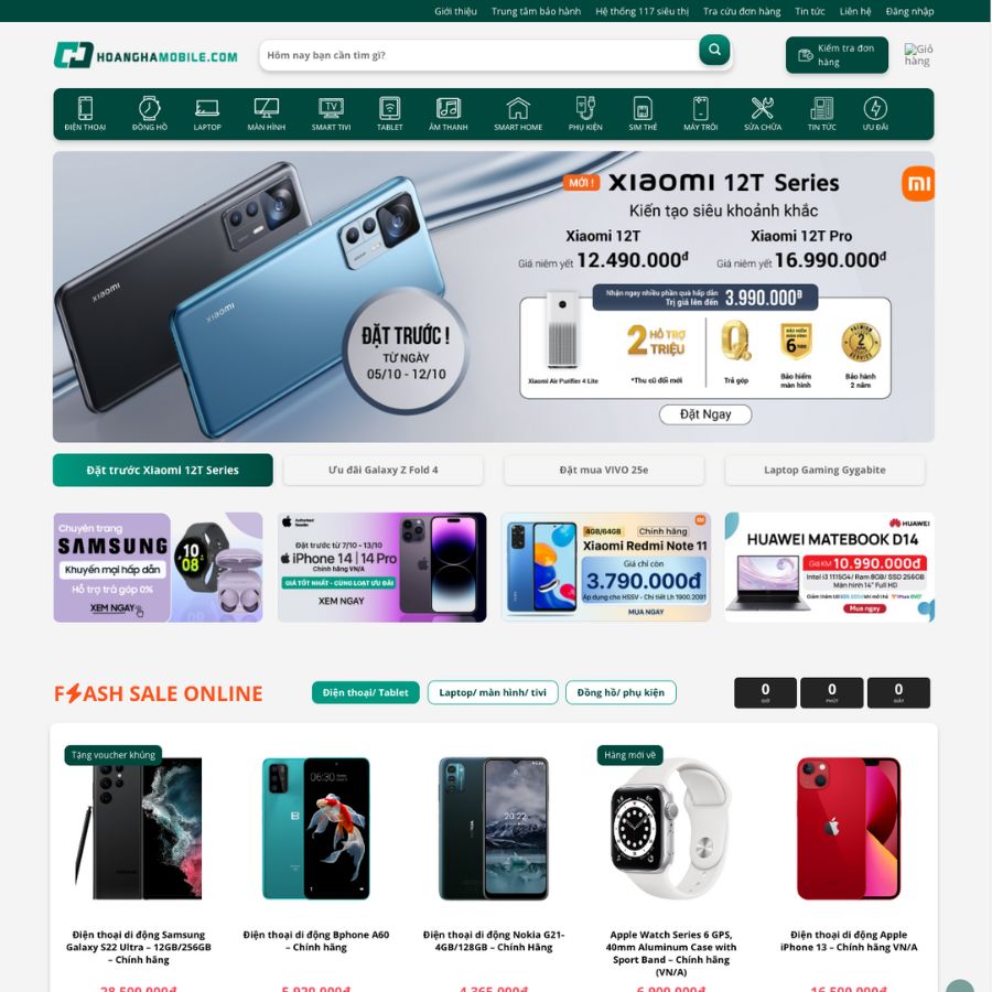 Themes wordpress mẫu website hoàng hà mobile 2, bán điện thoại, điện máy, laptop