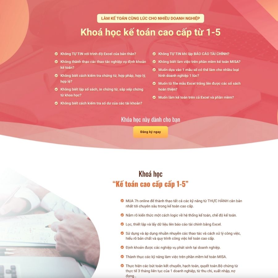Themes WordPress mẫu website landingpage khoá học kế toán, mẫu website học kế toán, dịch vụ kế toán