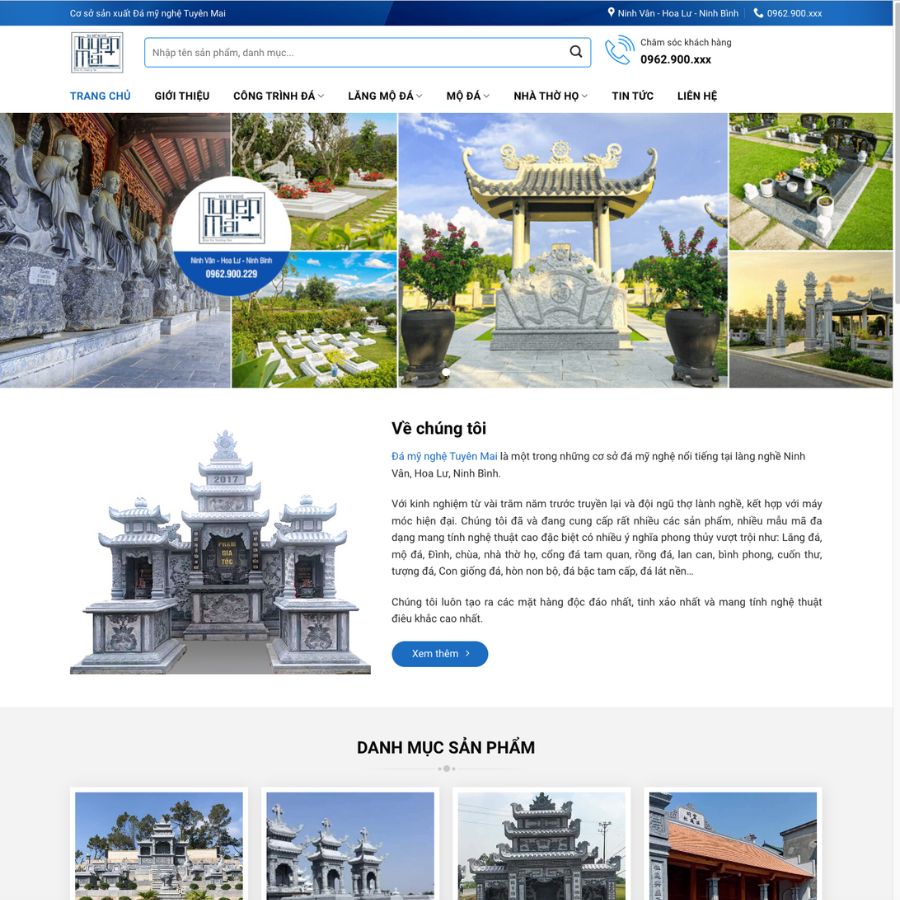 Themes wordpress mẫu website bán hàng, đá mỹ nghệ, đá lăng mộ, bia đá