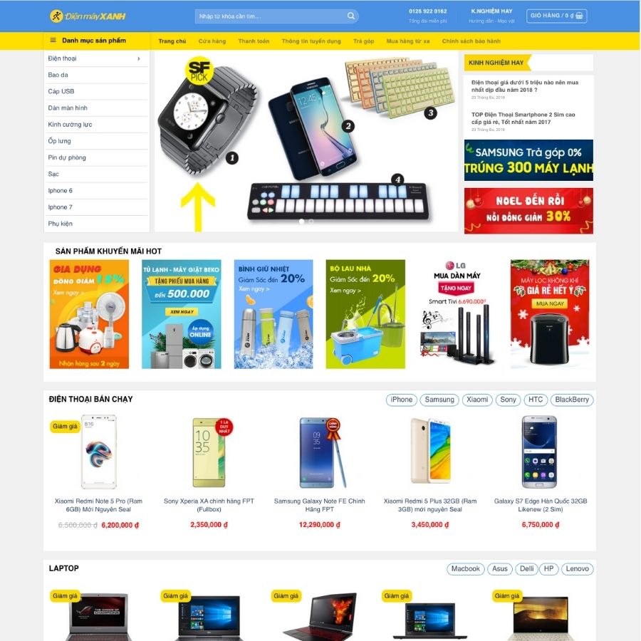 Themes WordPress mẫu website điện thoại, laptop, các thiết bị công nghệ, dienmayxanh, thegioididong