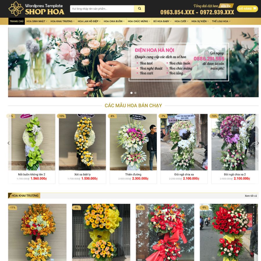 Themes wordpress mẫu website shop bán hoá, mẫu bán hoa tươi flower 4