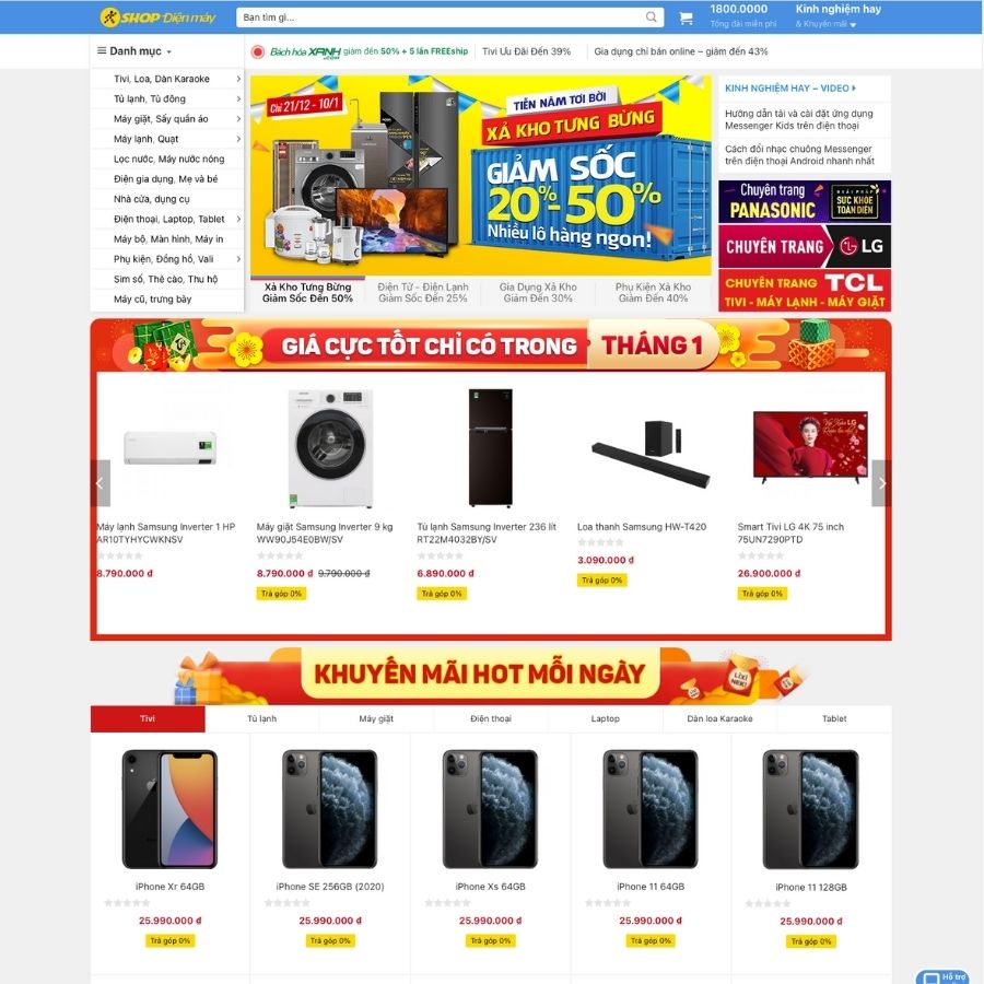 Themes WordPress mẫu website điện máy xanh, thế giới di động, mẫu web bán điện thoại, đồ công nghệ