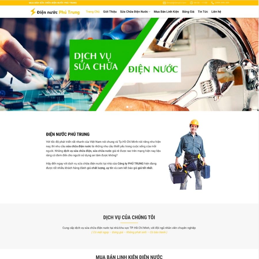 Themes WordPress mẫu website điện nước, bán thiết bị điện nước, phụ kiện điện nước