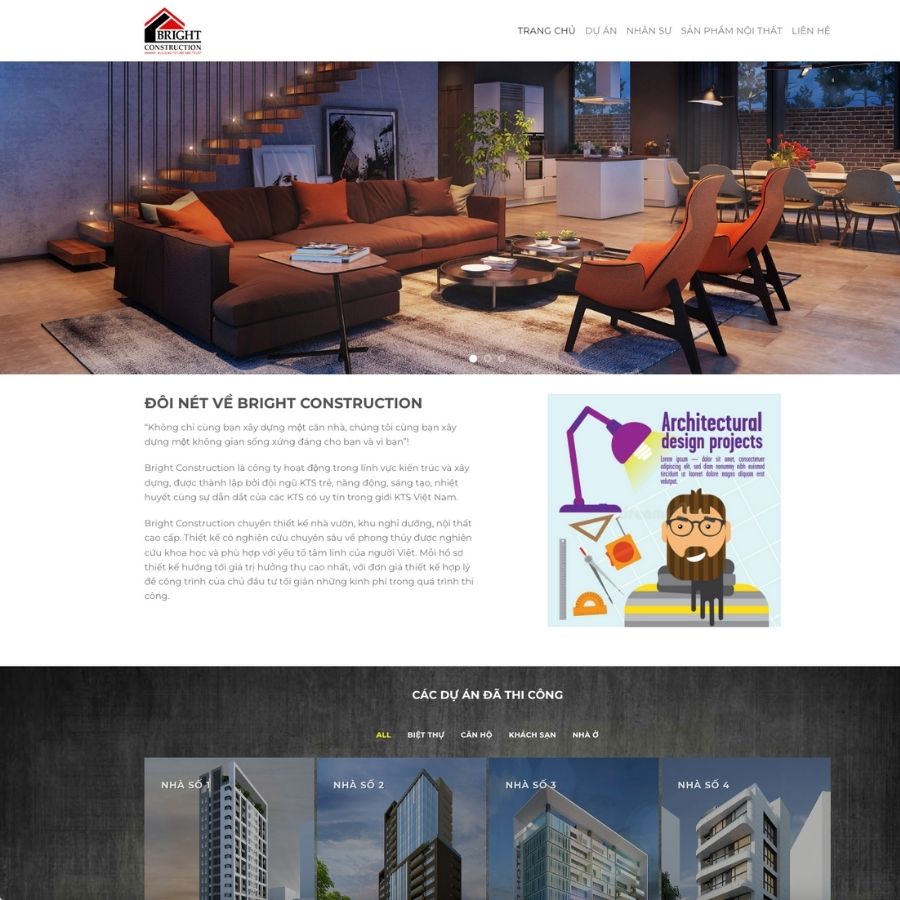 Themes WordPress mẫu website kiến trúc, mẫu website kiến trúc nội thất đẹp, mẫu landingpage đẹp 4
