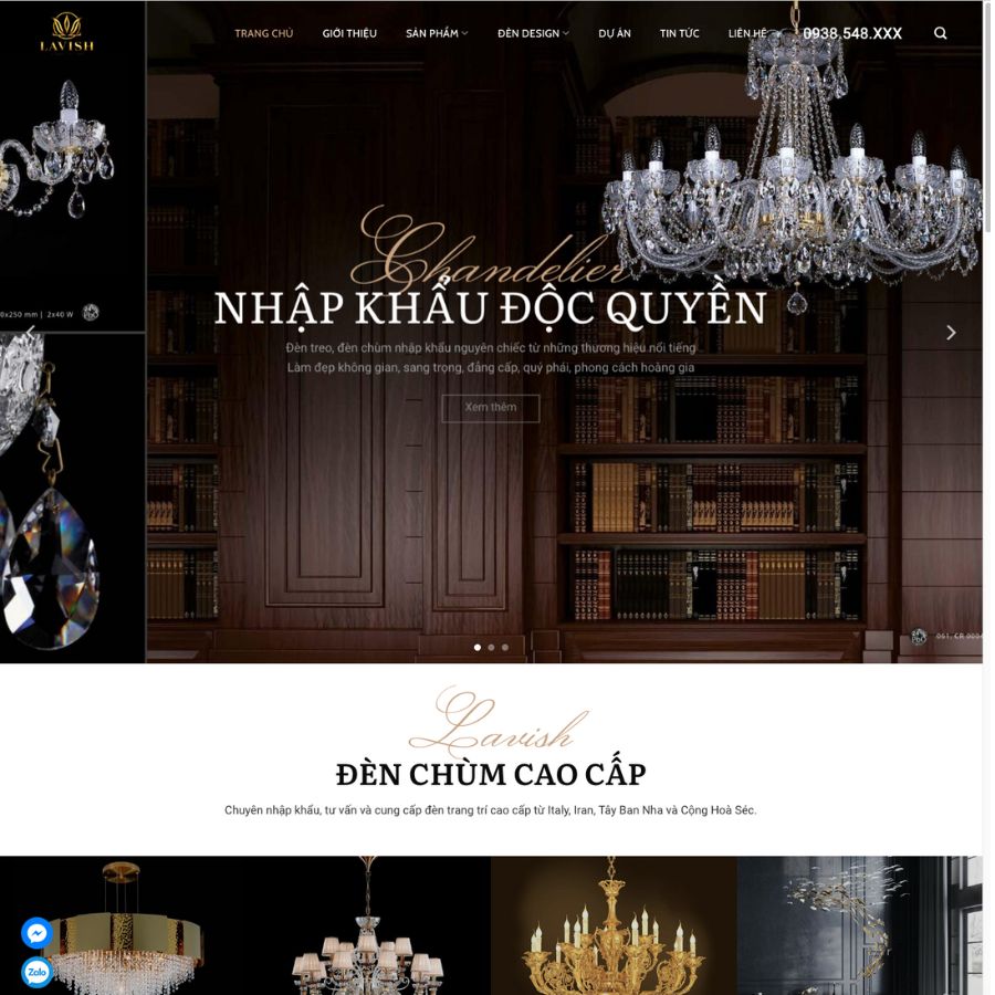 Themes wordpress mẫu website bán đèn led, đèn chùm, bán hàng thiết bị ánh sáng
