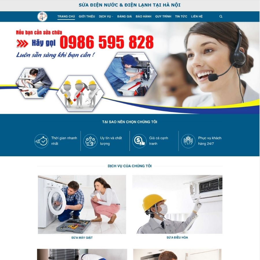 Themes WordPress mẫu website điện nước, bán thiết bị điện nước, dịch vụ sửa điện nước