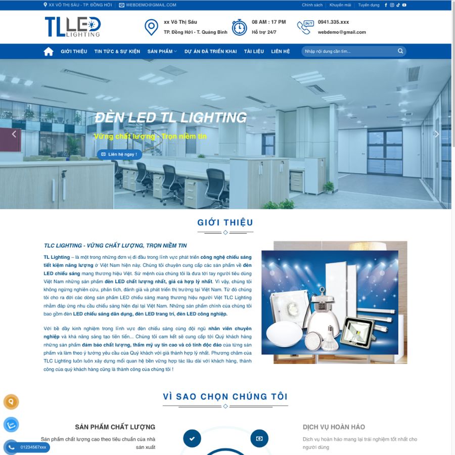 Themes wordpress mẫu website giới thiệu thiết bị đèn, điện, ánh sáng, công ty đèn