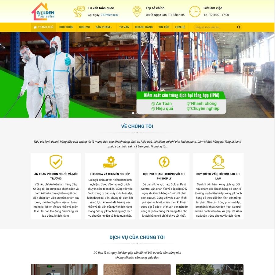 Themes WordPress mẫu website diệt côn trùng, dịch vụ diệt bắt côn trùng, giới thiệu bán thuốc diệt