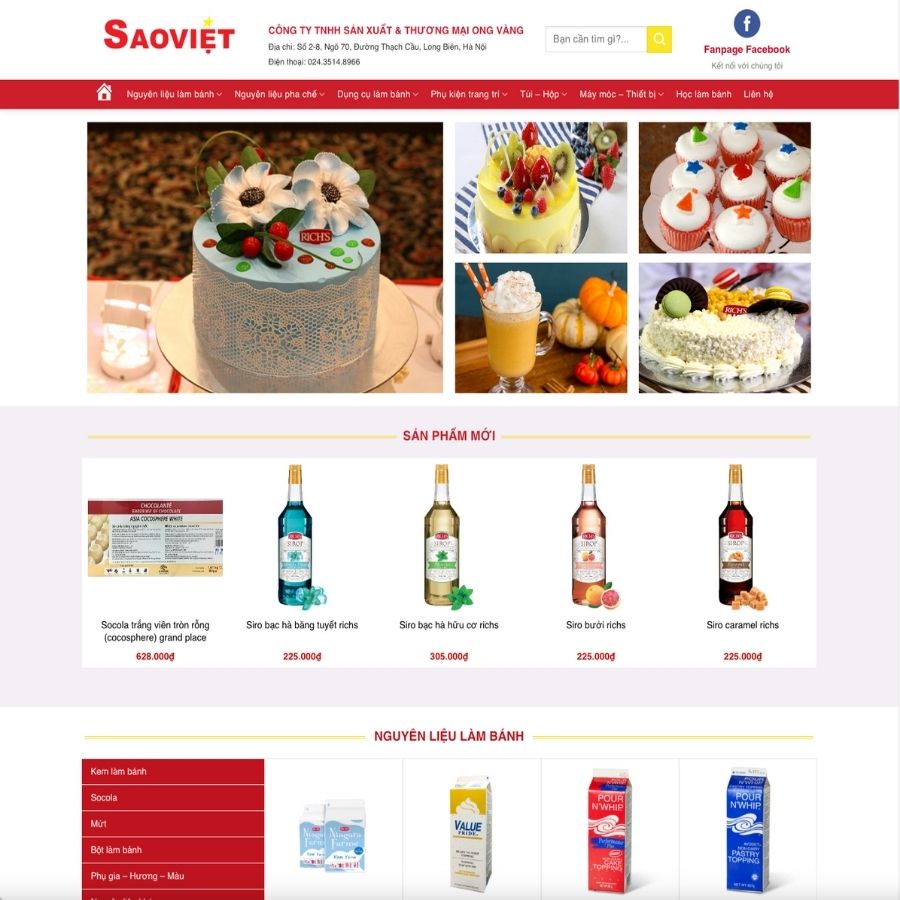 Themes WordPress mẫu website chuyên bán mật ong, siro, nguyên liệu làm bánh, pha chế