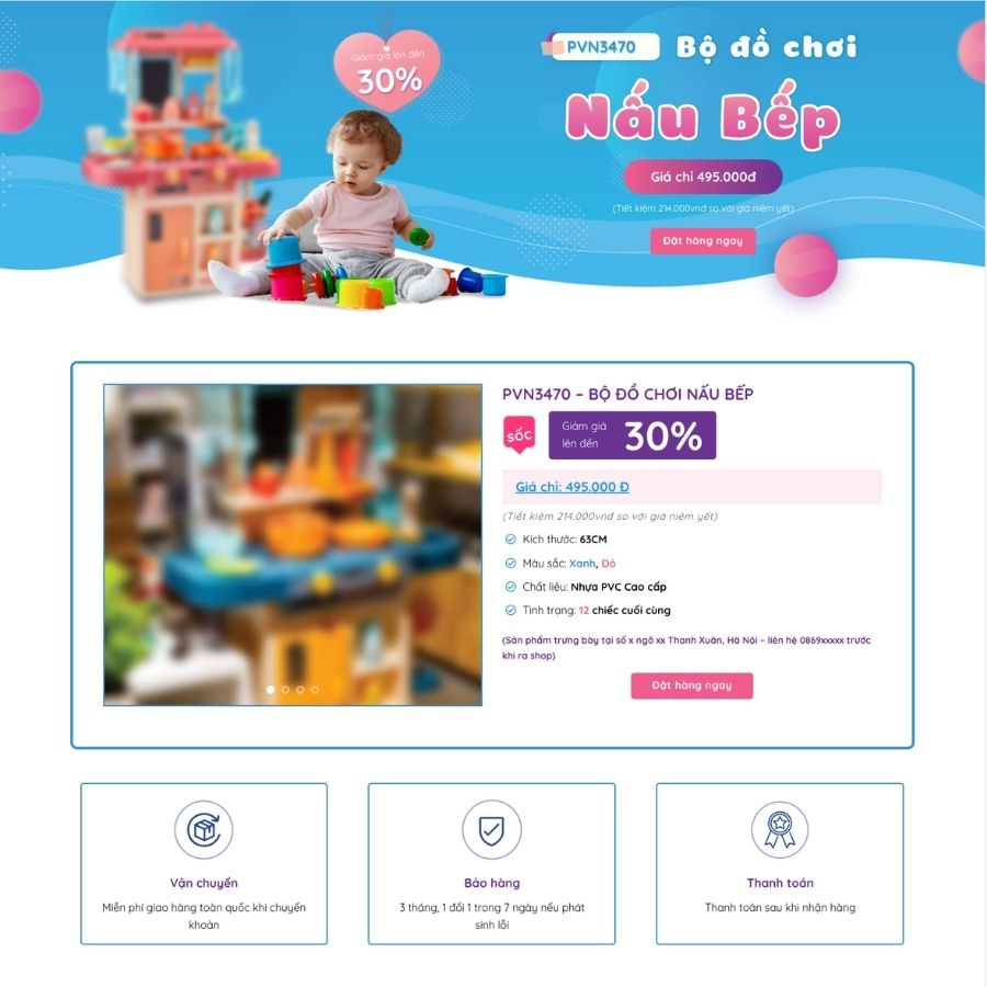 Themes WordPress mẫu website landingpage bán đồ chơi trẻ em, landingpgae chạy quảng cáo bán đồ chơi